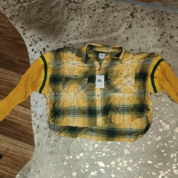 BDG Tops - BDG Yellow and Green Plaid Shirt
